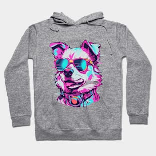 Neon Punk Style Cute Dog Art Hoodie